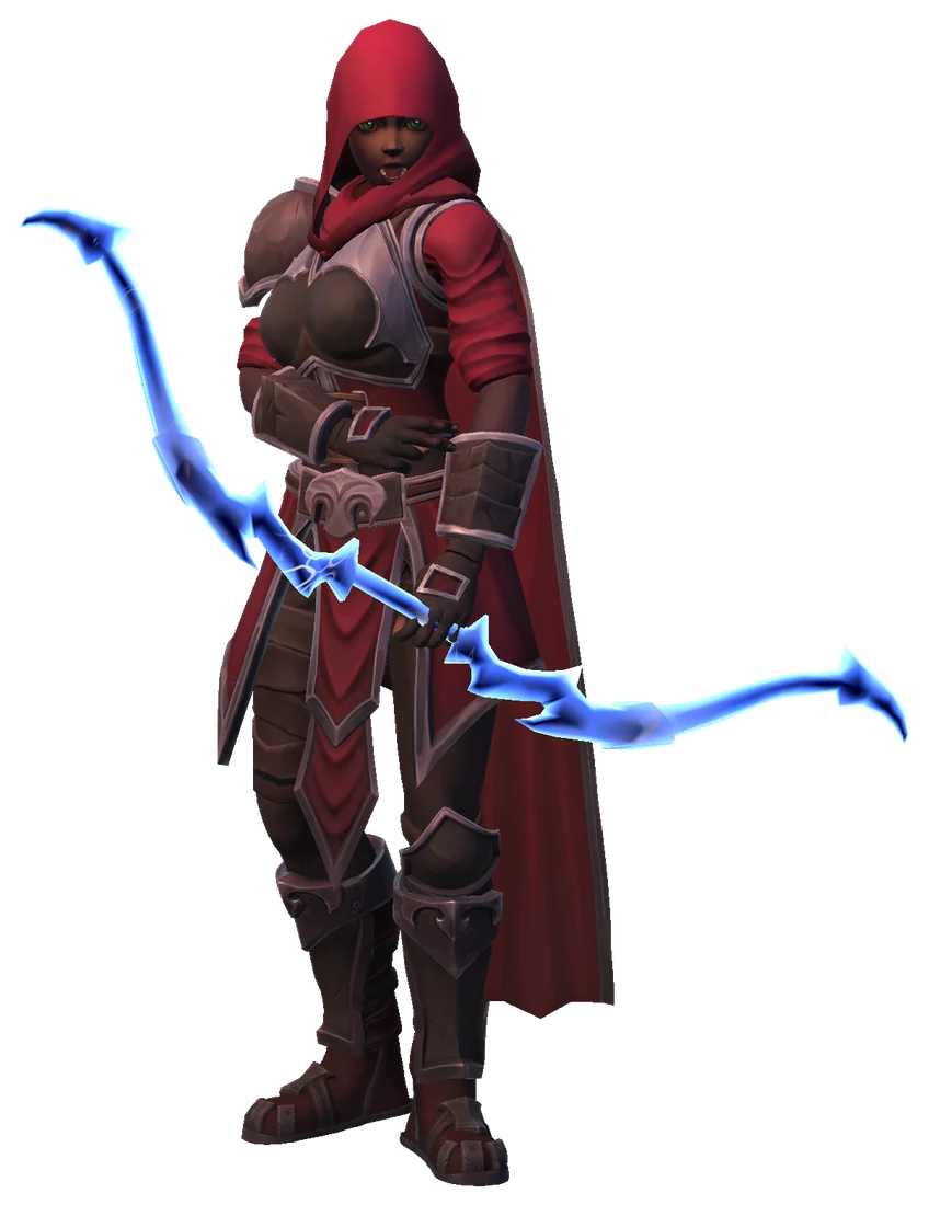 Warden, a hooded archer with a glowing bow